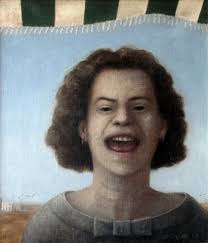 meisje met grijze trui